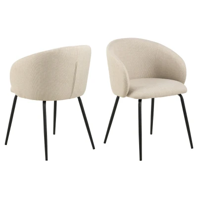 Afbeelding van Hjem Interiors Nora Eetkamerstoel met Armleuning Beige/Zwart