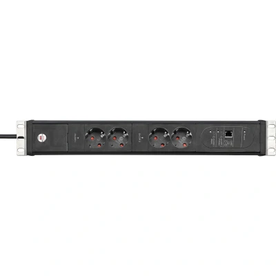 Afbeelding van Brennenstuhl 1156057984 Premium Web Line Internet 19&quot; PDU Server Stekkerdoos 16A met 4x Type F Stopcontacten Main Follow Functie LAN Stopcontact 3 meter
