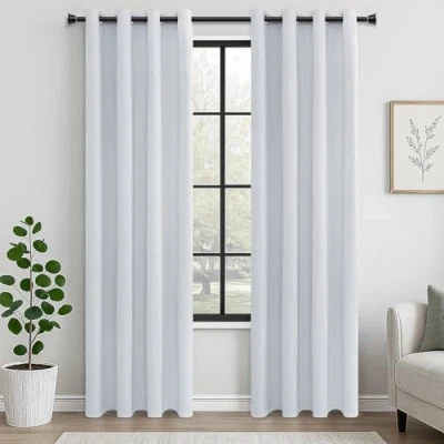 Afbeelding van MRTREES Verduisteringsgordijn, thermogordijn, 140 x 225 cm, wit grijs, tegen hitte, voor woonkamer, kinderkamer, ruimteverdeler, ruisonderdrukking, keuken, kledingkast, 2 stuks