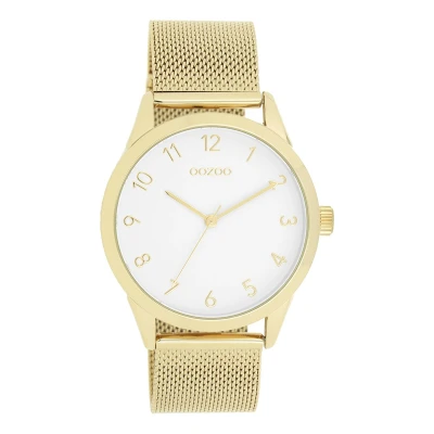 Afbeelding van goudkleurige OOZOO horloge met metalen mesh armband C11322