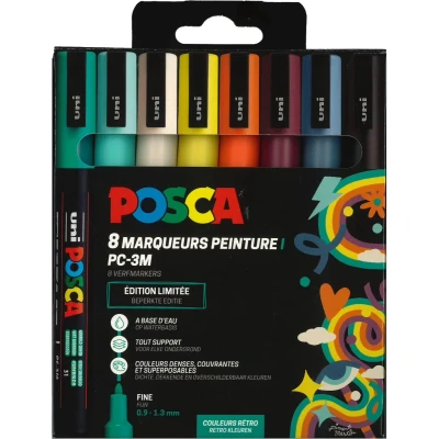 Afbeelding van Uni Posca PC3M Markers Set 8 Stuk Retro Kleuren