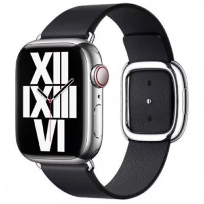Afbeelding van Apple Leather Band Modern Buckle voor de Watch Series 1 t/m 9 / SE (38/40/41 mm) 10 (42 Maat L Ink