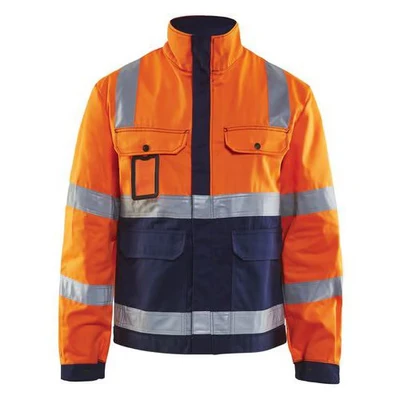 Image de Veste haute visibilité orange fluorescent/marine avec soufflet