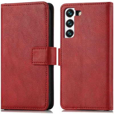 Afbeelding van iMoshion Hoesje Geschikt voor Samsung Galaxy S22 Met Pasjeshouder Luxe Bookcase Rood