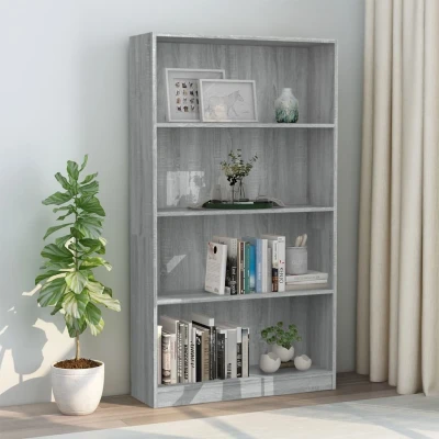 Afbeelding van Boekenkast met 4 schappen 80x24x142 cm bewerkt hout grijs
