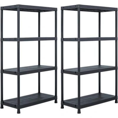 Afbeelding van vidaXL Opbergrekken 2 st 60x30x138 cm kunststof zwart