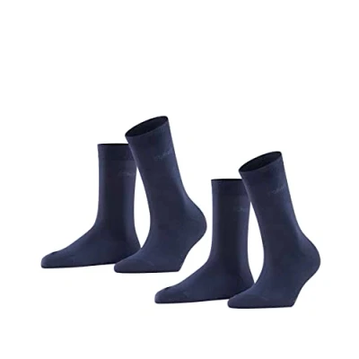 Image de ESPRIT Uni 2 Pack W SO coton unies lot de paires, Chaussettes Femme, Bleu (Marine 6120), 39 42