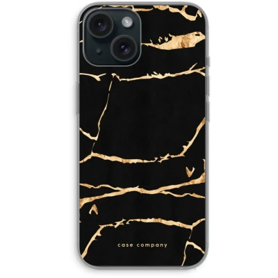 Afbeelding van Case Company® hoesje geschikt voor iPhone 15 Gouden marmer Soft Cover Telefoonhoesje Bescherming aan alle Kanten en Schermrand