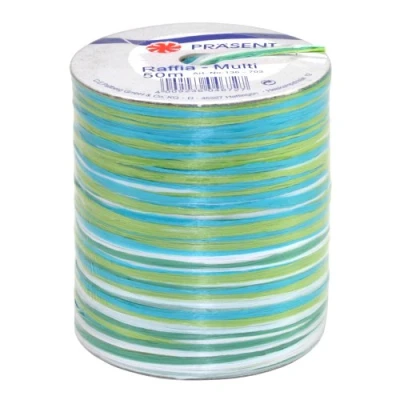 Afbeelding van C.E. Pattberg Raffia Linten van viscose, meerkleurig, spoel 50 m koord voor geschenkverpakking, 5 draden decoratie en knutselen, decoratielint geschenken