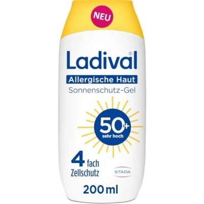 Afbeelding van Ladival Zonbeschermingsgel SPF 50+ voor zonneallergieën en Mallorcaanse acne, waterdicht, vetvrij, 4 lagen celbescherming, koraalvriendelijk, lichte gelformule