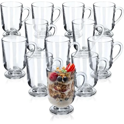 Afbeelding van KADAX Koffieglazen, 300 ml, theeglazen, glühweinglazen, drinkglazen voor thee, koffie, Ierse koffiekopjes met handvat, cappuccinoglazen, dessertglazen