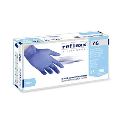 Afbeelding van Reflexx Poedervrije nitril handschoenen, maat 3,5, L, lichtblauw, 100