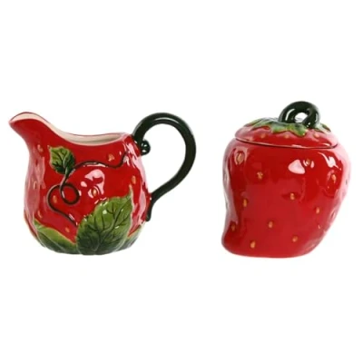 Afbeelding van Melk en Suikerpot Home ESPRIT Rood Keramiek 15 x 10 11 cm 2 Onderdelen