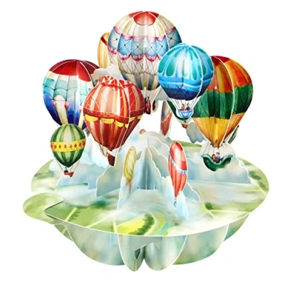 Afbeelding van SANTORO Pirouette 3D pop up wenskaart heteluchtballonnen voor hem, haar, kinderen, verjaardag, Vaderdag, reizen