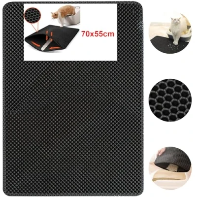 Afbeelding van Verbeterde kattenbakmat 70 x 55 cm honingraat waterdicht dubbellaags gemakkelijk schoon te maken
