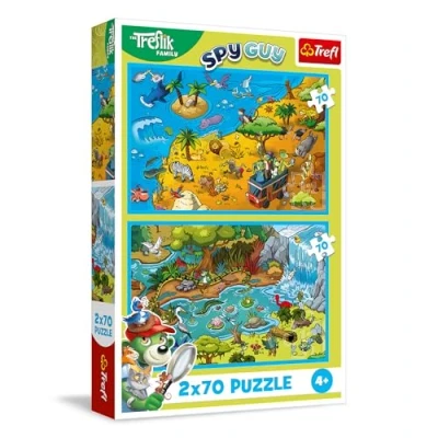 Afbeelding van Trefl 2 in 1 puzzel: The Treflik Family, de dierenwereld x 70 stukjes, set van twee puzzels voor kinderen vanaf 4 jaar
