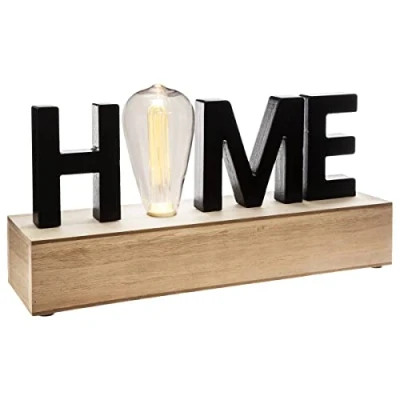 Afbeelding van Sphera Lamp met HOME Tekst 34 cm Hout