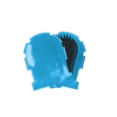 Afbeelding van Waldhausen Poetshandschoen Met Borstel 2cm Paardenverzorging 18x12 cm Azure