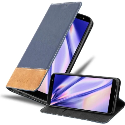 Afbeelding van Cadorabo Hoesje geschikt voor Samsung Galaxy J6 2018 in DONKERBLAUW BRUIN Beschermhoes met magnetische sluiting, standfunctie en kaartvakje Book Case Cover Etui