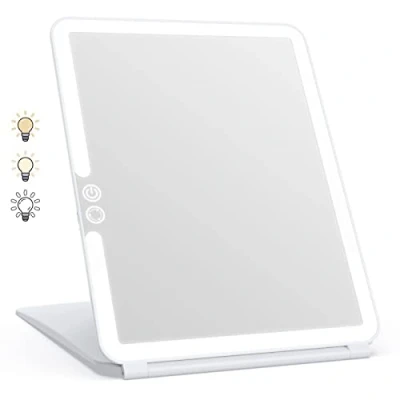 Afbeelding van WEILY make upspiegel met 72 ledlampen, oplaadbare voor op reis, dimbaar touchscreen, 3 kleuren verlichting, verlichte spiegel