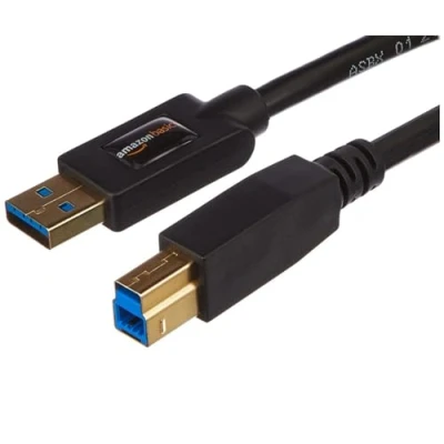 Afbeelding van Amazon Basics High Speed USB A naar B 3.0 kabel 4,8 Gbps met vergulde connectoren, 1,8 m, zwart
