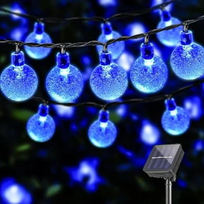 Afbeelding van LQWELL® Lichtsnoer op zonne energie voor buiten, 40 leds, 10 m, IP44 8 modi, buiten/binnen, waterdicht, tuin, terras, balkon, bruiloft, feest (10 blauw)