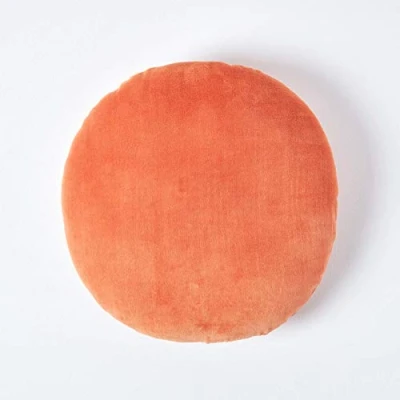 Afbeelding van Homescapes fluwelen kussen, 40 cm rond, oranje