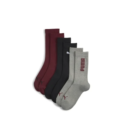 Afbeelding van Uniseks crewsokken (set van 3), Zwart/Rood, Maat 43 46 PUMA