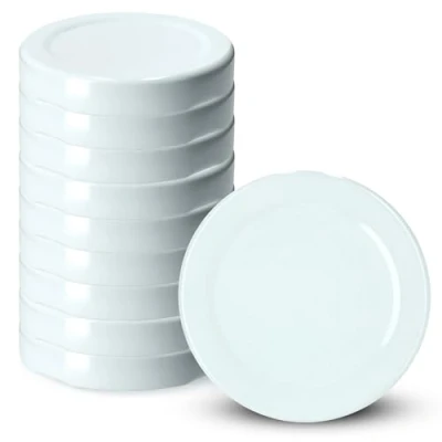 Afbeelding van KADAX 10 stuks schroefdeksels fi43 mm metaal voor 40 ml glazen, reservedeksel met 4 vastkliktanden, deksel inmaakpotten, flessen en wit