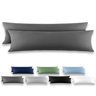 Afbeelding van REDKEY kussensloop voor nekrol, 40 x 145 cm, donkergrijs, set van 2 kussenslopen vierkant, geborstelde microvezel, met klepsluiting (zonder ritssluiting)