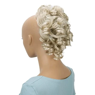 Afbeelding van PRETTYSHOP Haarstukje Scrunchy Updo Kapsels Bruidskapsels Volumineus Krullend Rommelig Knotje Lichtblond G5L