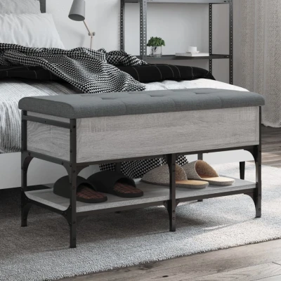 Afbeelding van Schoenenbank 82x42x45 cm bewerkt hout grijs sonoma eikenkleurig