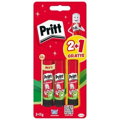 Afbeelding van Pritt Set van 3 Paw Patrol lijmstiften 11 g en 6 tatoeages, veilige kindvriendelijke lijm voor kunst knutselen, sterke school, 9H PGS5B
