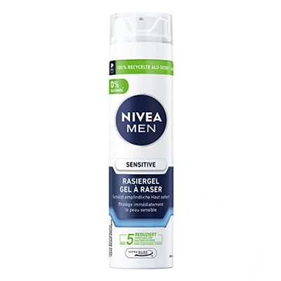 Afbeelding van Nivea Men Sensitive scheergel (200 ml), kamille scheergel, hamamelis en vitamine E voor een zachte scheerbeurt, beschermende mannen tegen huidirritatie