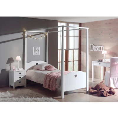 Afbeelding van LUCEVI Amori hemelbed + Nachtkastje Wit 90x200 cm
