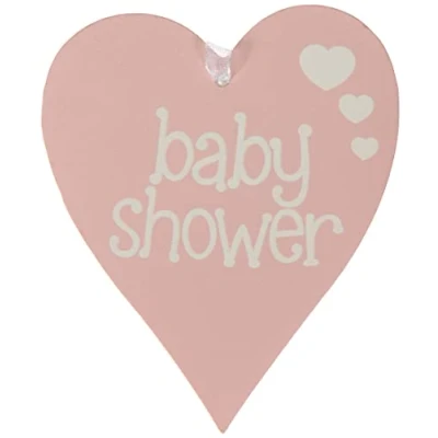 Afbeelding van Oaktree Houten hart Baby Shower Roze