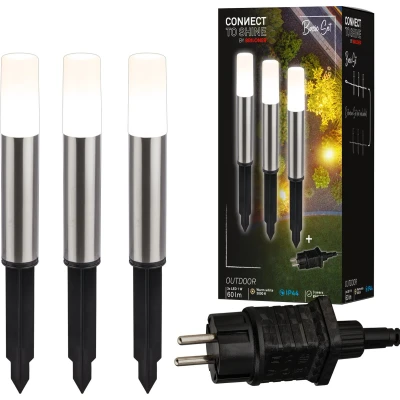 Afbeelding van Briloner LED padverlichting 3925032 Startset Warm wit licht IP44 1,5m voedingskabel Geborsteld roestvrij staal 36,5 x 4 cm Zilverkleurig