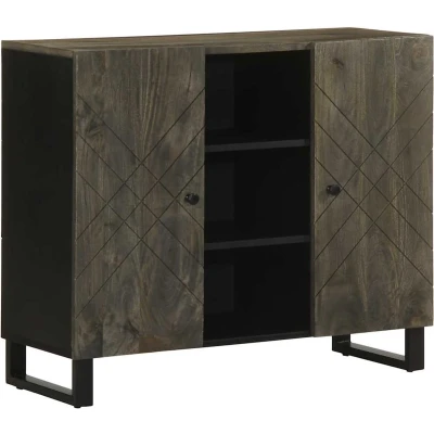 Afbeelding van vidaXL Dressoir 90x33x75 cm massief mangohout zwart