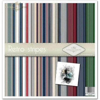 Afbeelding van ITD Collection scrapbooking verpakking, 30 x cm, papier, decorpapier, karton 310 320 mm (retro strepen SLS 016)