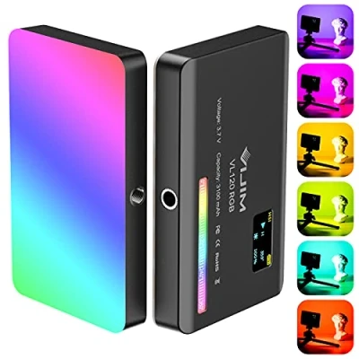 Afbeelding van ULANZI VL120 5&quot; dimbare RGB led videolamp 2500K 9000K met Cold Shoe Mount houder, ingebouwde 3100 mAh batterij, 95+ CRI, fotolicht voor DSLR camera