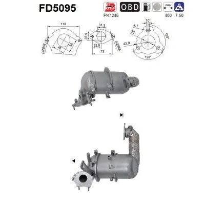 Afbeelding van AS FD5095 Roetfilter Euro 5 Cordieriet RENAULT: Trafic 3, MEGANE 3 Grandtour, GRAND SCENIC NISSAN: Qashqai / Qashqai+2 I