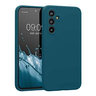 Afbeelding van kwmobile telefoonhoesje geschikt voor Samsung Galaxy A54 5G TPU backcover met siliconen coating Smartphone case in mat petrol