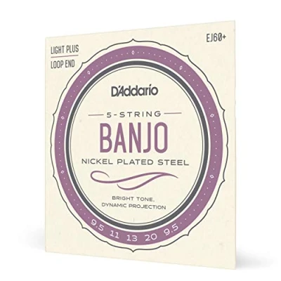 Image de D&#039;Addario EJ60+ Light+ 9.5 20 Jeu de cordes Banjo 5 plaqué nickel