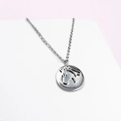 Image de Ponytail&amp;Co Pendentif Pièce de monnaie &amp; Cheval Acier