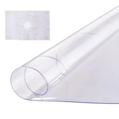 Image de VEVOR Nappe Ronde Protège Table Transparent en PVC 106,7 cm Épaisseur de 2 mm