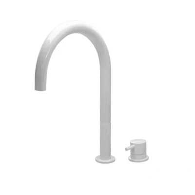 Afbeelding van Waterevolution Flow 2 gats wastafelkraan wit met hoge U 213mm uitloop T1122UBR