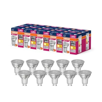 Afbeelding van Osram Led sterrenwaarde par16 ledlamp voor GU10 basis, reflectorlamp, GL, 575 lumen, warmwit (3000 K), vervanging conventionele 80 W lampen, niet dimbaar, 10 stuks