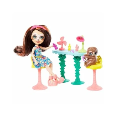 Afbeelding van Enchantimals We gaan naar de spa, Sela Sloth pop met Treebody huisdier en accessoires (Mattel GFN54), bijpassende kleur/model