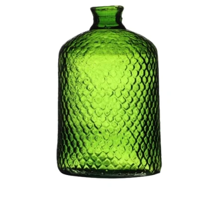 Afbeelding van Natural Living Bloemenvaas Scubs Bottle groen geschubt transparant glas D18 x H31 cm Fles vazen