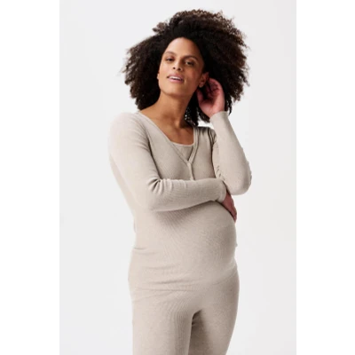 Afbeelding van Pyjamatop met voedingsfunctie Amala Taupe Melange XS/S